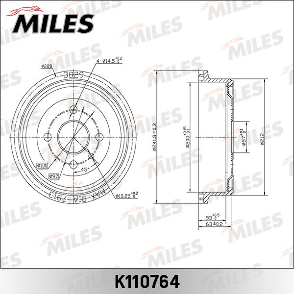 Miles K110764 - Тормозной барабан avtokuzovplus.com.ua