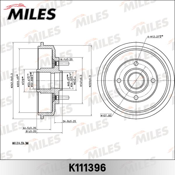 Miles K111396 - Гальмівний барабан autocars.com.ua