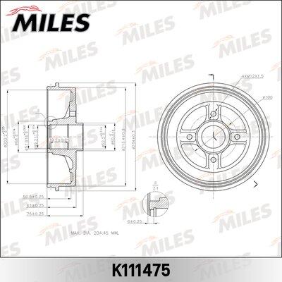 Miles k111475 - Тормозной барабан autodnr.net