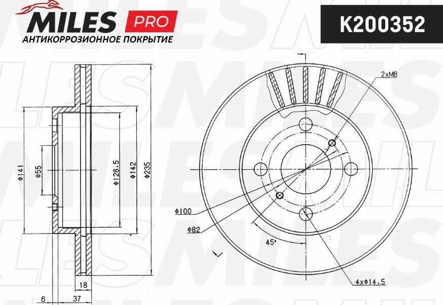 Miles K200352 - Тормозной диск avtokuzovplus.com.ua