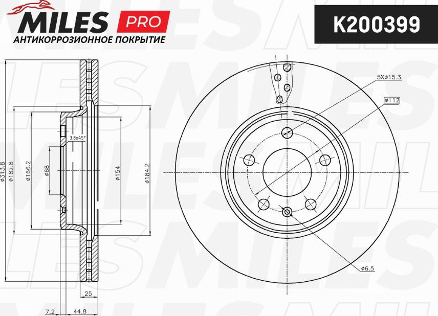 Miles K200399 - Гальмівний диск autocars.com.ua