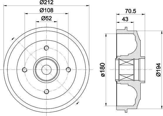 Mintex MBD028 - Гальмівний барабан autocars.com.ua