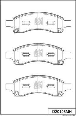 MK Kashiyama D20108MH - Тормозные колодки, дисковые, комплект avtokuzovplus.com.ua