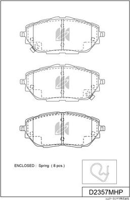 MK Kashiyama D2357MHP - Тормозные колодки, дисковые, комплект avtokuzovplus.com.ua