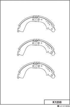 MK Kashiyama K1208 - Комплект тормозных колодок, барабанные avtokuzovplus.com.ua