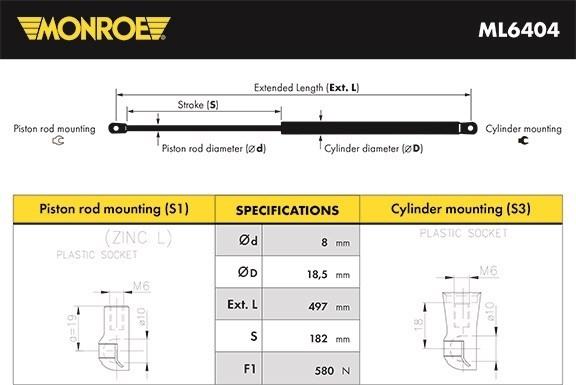 Monroe ML6404 - Газовая пружина, упор autodnr.net