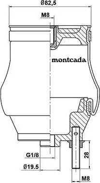 Montcada 0164210 - Балон пневматичної ресори, кріплення кабіни autocars.com.ua