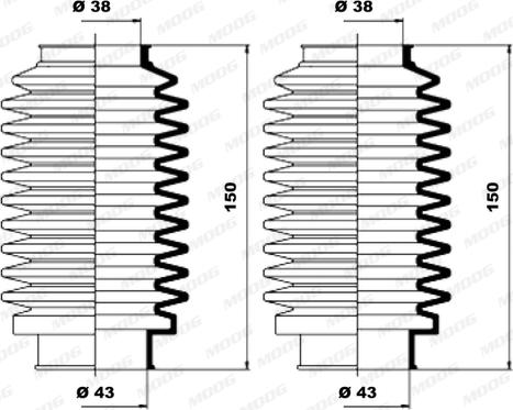 Moog K150003 - Комплект пилника, рульове управління autocars.com.ua