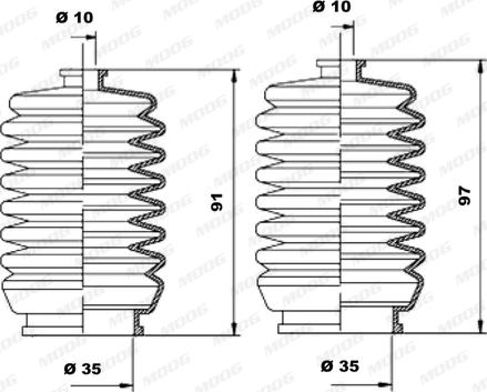 Moog K150050 - Комплект пилника, рульове управління autocars.com.ua