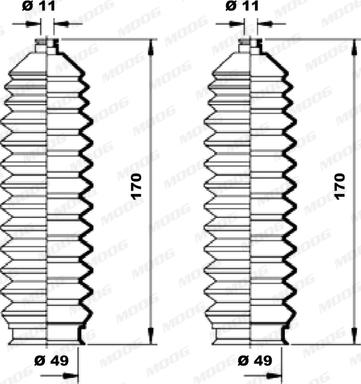 Moog K150074 - Комплект пилника, рульове управління autocars.com.ua