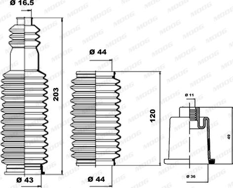 Moog K150122 - Комплект пилника, рульове управління autocars.com.ua