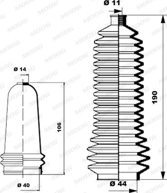 Moog K150132 - Комплект пилника, рульове управління autocars.com.ua