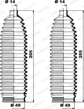 Moog K150222 - Комплект пилника, рульове управління autocars.com.ua