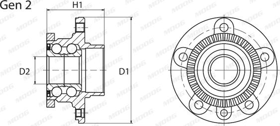 Moog VO-WB-11058 - Комплект підшипника маточини колеса autocars.com.ua