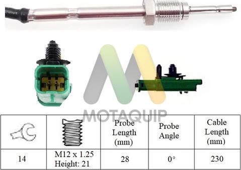 Motaquip LVET368 - Датчик, температура вихлопних газів autocars.com.ua