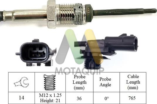 Motaquip LVET419 - Датчик, температура вихлопних газів autocars.com.ua