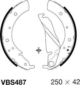 Motaquip VBS487 - Комплект тормозных колодок, барабанные autodnr.net
