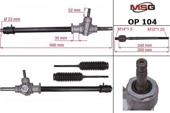 MSG OP 104 - Рульовий механізм, рейка autocars.com.ua