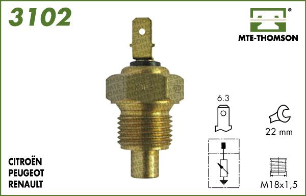 MTE-Thomson 3102 - Датчик, температура охолоджуючої рідини autocars.com.ua