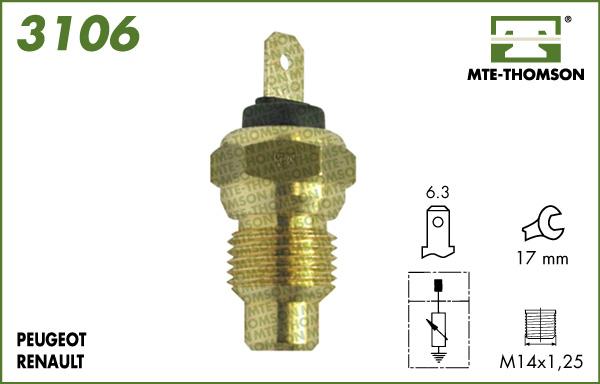 MTE-Thomson 3106 - Датчик, температура охолоджуючої рідини autocars.com.ua