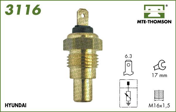 MTE-Thomson 3116 - Датчик, температура охолоджуючої рідини autocars.com.ua