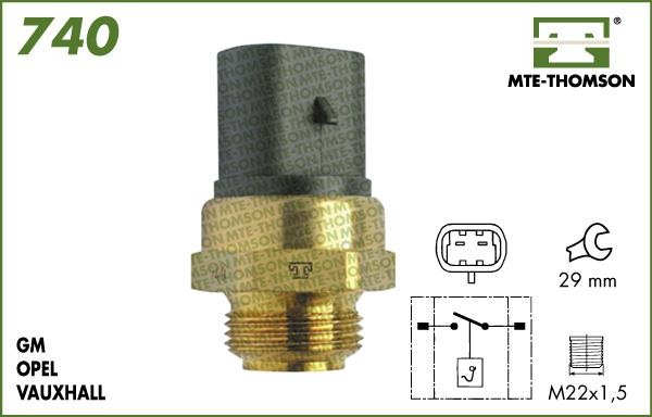 MTE-Thomson 740.100/95 - Термовимикач, вентилятор радіатора / кондиціонера autocars.com.ua