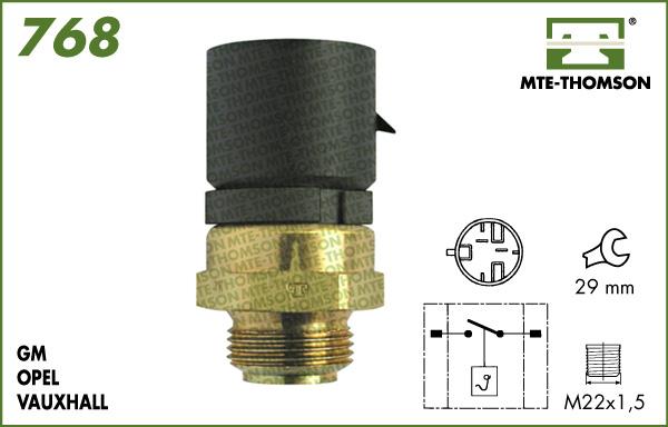 MTE-Thomson 768.100/95 - Термовимикач, вентилятор радіатора / кондиціонера autocars.com.ua