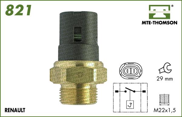 MTE-Thomson 821.92/82 - Термовимикач, вентилятор радіатора / кондиціонера autocars.com.ua