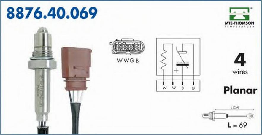 MTE-Thomson 887640069 - Лямбда-зонд autocars.com.ua