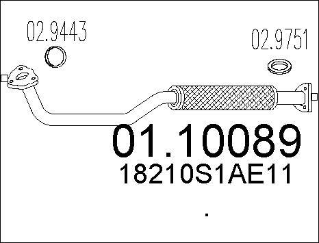 MTS 01.10089 - Труба вихлопного газу autocars.com.ua