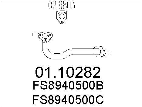 MTS 01.10282 - Труба вихлопного газу autocars.com.ua