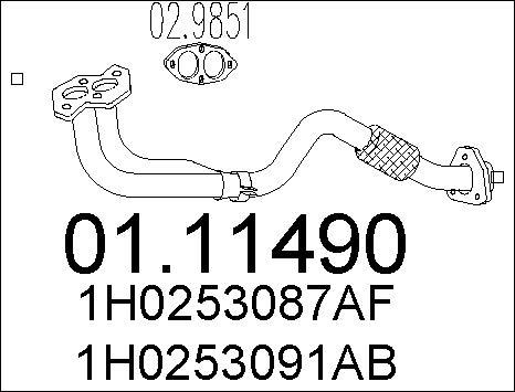 MTS 01.11490 - Труба вихлопного газу autocars.com.ua