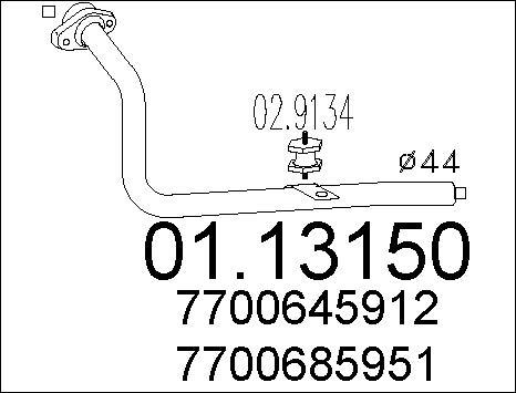MTS 01.13150 - Труба вихлопного газу autocars.com.ua