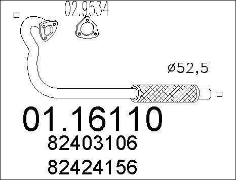 MTS 01.16110 - Труба вихлопного газу autocars.com.ua