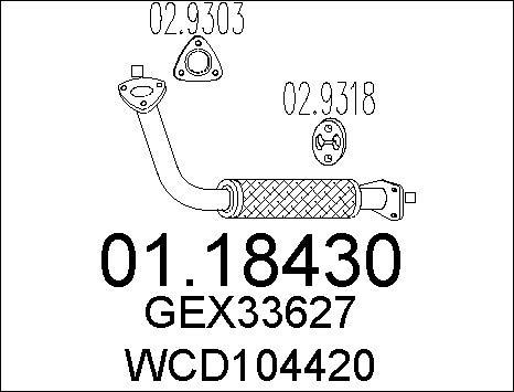 MTS 01.18430 - Труба вихлопного газу autocars.com.ua