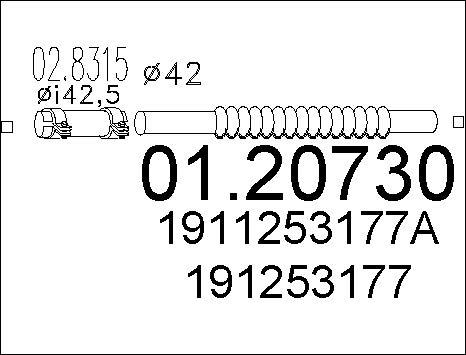 MTS 01.20730 - Гофрована труба вихлопна система autocars.com.ua