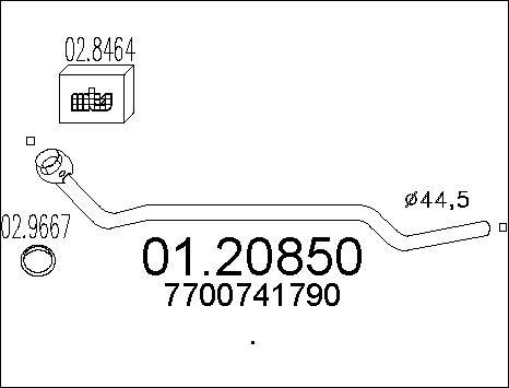 MTS 01.20850 - Труба вихлопного газу autocars.com.ua