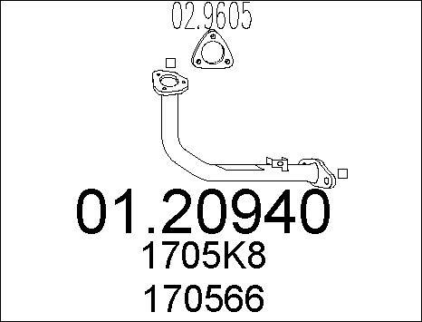 MTS 01.20940 - Труба вихлопного газу autocars.com.ua