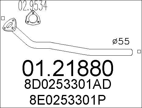 MTS 01.21880 - Труба вихлопного газу autocars.com.ua