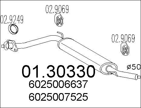 MTS 01.30330 - Предглушітель вихлопних газів autocars.com.ua