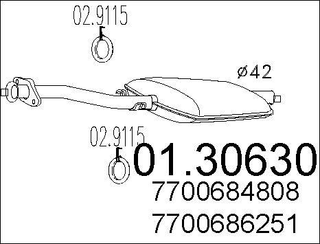 MTS 01.30630 - Предглушітель вихлопних газів autocars.com.ua