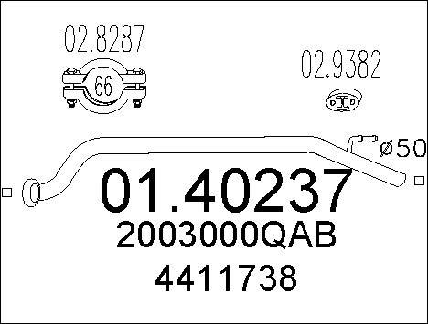 MTS 01.40237 - Труба вихлопного газу autocars.com.ua