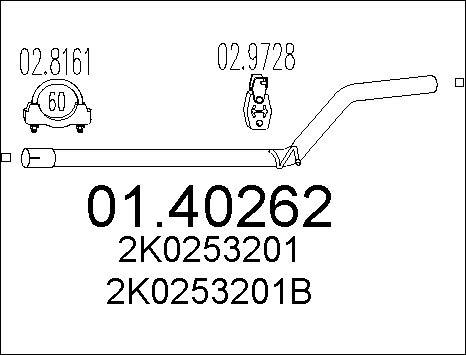 MTS 01.40262 - Труба вихлопного газу autocars.com.ua