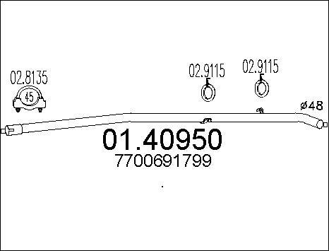 MTS 01.40950 - Труба вихлопного газу autocars.com.ua
