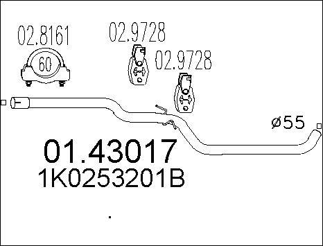 MTS 01.43017 - Труба вихлопного газу autocars.com.ua