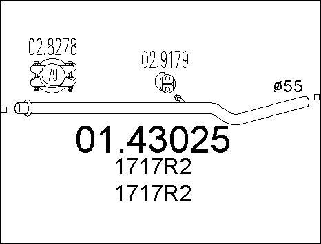 MTS 01.43025 - Труба вихлопного газу autocars.com.ua