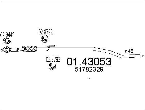 MTS 01.43053 - Труба вихлопного газу autocars.com.ua