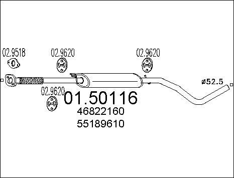 MTS 01.50116 - Середній глушник вихлопних газів autocars.com.ua