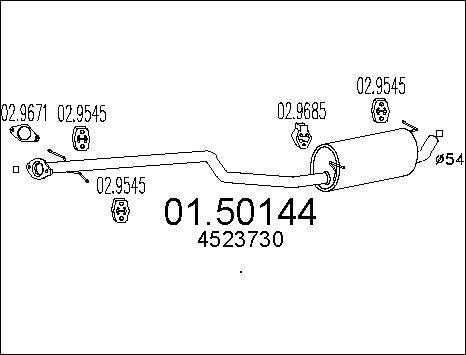 MTS 01.50144 - Середній глушник вихлопних газів autocars.com.ua