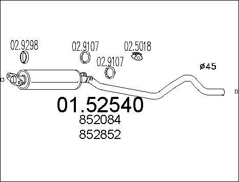 MTS 01.52540 - Середній глушник вихлопних газів autocars.com.ua